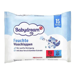 Babydream Gentle Baby Wet Wipes with Aloe Vera - Sensitive Skin Care, Vegan, Dermatologically Tested - 15 Count Gentle Baby Wet Wipes with Aloe Vera - Vegan & Dermatologically Tested baby wet wipes, sensitive skin care, aloe vera baby products, vegan baby care, dermatologically tested wipes, gentle baby products, cruelty-free baby wipes, natural baby care, baby skin care, Chamomile extract baby wipes, pH balanced baby wipes