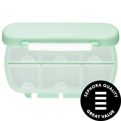 Sephora Collection Large Supplement Organizer: Portable Pill Case with 6 Compartments for Vitamins & Daily Medicine - Tr
