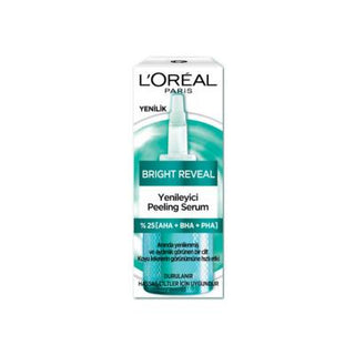 Loreal Paris Bright Reveal: 25% AHA BHA PHA Peeling Serum for Skin Renewal, Brightening, and Pore Minimizing - Gentle Exfoliation at Home Loreal Paris AHA BHA PHA Serum: Brighten & Renew Skin peeling serum, AHA BHA PHA serum, skin renewal serum, exfoliating serum, brightening serum, skin tone serum, pore minimizing serum, Loreal peeling serum, gentle exfoliation for sensitive skin, chemical peel at home, AHA serum, BHA serum, PHA serum, niacinamide, exfoliation, skin brightening, pore reduction, skin textur