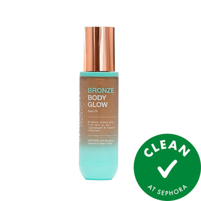 Bronze Body Glow: Transfer-Resistant Luminizing Body Oil with Squalane, Guarana & Green Coffee Extract for Radiant Hydra