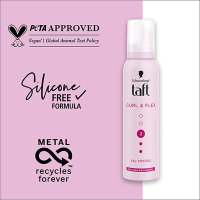Taft Curl & Flex Hair Mousse - Enhances Curl Definition & Volume, 5.07 fl oz