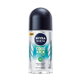 Nivea Men Cool Kick Fresh Roll-On Deodorant - Long Lasting Anti-Perspirant Protection for Men, 1.69 fl oz Nivea Men Cool Kick Fresh Deodorant - 48hr Protection Nivea Men Deodorant, Cool Kick Fresh Roll-On, Anti-perspirant Deodorant for Men, Long-lasting Freshness Deodorant, Dermatologically Tested Deodorant, Men's Personal Hygiene, Roll-On Deodorant, Cactus Water Extracts, Alcohol-Free Deodorant, Sensitive Skin Deodorant, Men's Grooming Products