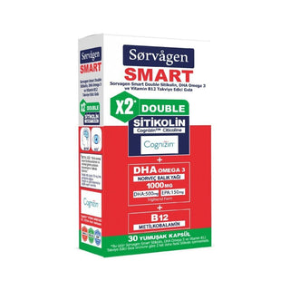 sorvagen smart double sitikolin 30 capsules package, sorvagen sitikolin capsule ingredients Sorvagen Smart Double Sitikolin - DHA Omega 3 & Vitamin B12 | 30 Capsules Sorvagen Smart Double Sitikolin 30 Capsules sorvagen, sitikolin, omega-3, vitamin-b12, dietary-supplements, brain-health, healthy-lifestyle, fatigue-relief, adults, ai-generated