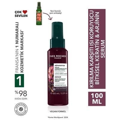 Reparation Vegan Keratin & Arginine Heat Protectant Hair Serum 100ml