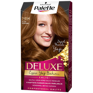 Palette Deluxe 7-554 Golden Caramel Hair Dye: Rich, Long-Lasting Color & Shine - At Home Permanent Hair Color Palette Deluxe Golden Caramel Hair Dye: Long Lasting Color & Shine hair dye, hair color, permanent hair dye, Palette Deluxe hair dye, golden caramel hair dye, long lasting hair color, hair color with shine, at home hair color, hair coloring, hair treatment, golden hair, caramel hair, radiant hair, shiny hair, nourishing hair dye, vibrant hair color, beauty, personal care, women's hair, color treatme