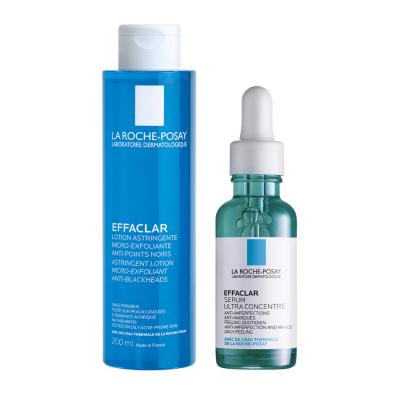 La Roche-Posay Effaclar: Acne Treatment Skincare Set - Pore Minimizing Salicylic & Glycolic Acid Toner & Serum for Oily,