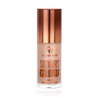 golden rose smart glow liquid highlighter #203, fluid bottle of golden rose liquid highlighter, application of golden rose smart glow highlighter Golden Rose Smart Glow Liquid Highlighter - Radiant Finish for All Skin Tones | 0.68 fl. oz. Golden Rose Smart Glow Liquid Highlighter #203 golden-rose, liquid-highlighter, makeup, highlighter, glow, skin-care, radiance, cosmetic, hydrating, ai-generated
