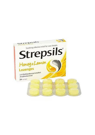 Strepsils Honey and Lemon Throat Lozenges - 24 Count Sore Throat Relief