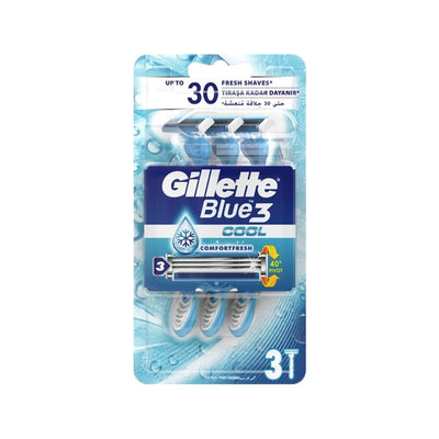 Gillette Blue3 Cool Disposable Razors for Men - 3 Pack, Manual Shaving Razors, Affordable Grooming Tools