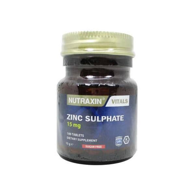 Nutraxin Zinc Sulphate 15mg Tablets: Boost Your Immunity & Support Healthy Skin - 100 Count, Easy-to-Swallow Dietary Zin