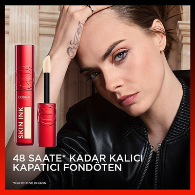 Loreal Paris Skin Ink: 48H Long-Lasting Full Coverage Liquid Foundation - Lightweight, Breathable, Transfer-Resistant Fo