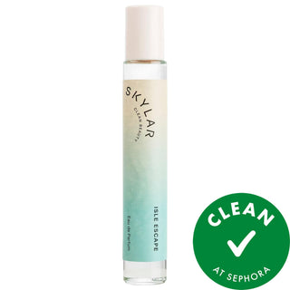 Skylar Isle Escape Eau De Parfum - Hypoallergenic Vegan Perfume for Sensitive Skin, Fresh Aquatics Scent Skylar Isle Escape Eau De Parfum - Hypoallergenic & Vegan Eau De Parfum, Hypoallergenic fragrance, Vegan perfume, Fresh Aquatics scent, Cruelty-free fragrance, Perfume for sensitive skin, Eco-friendly packaging, Skylar, Isle Escape, Women's perfume, Sephora Clean, Natural ingredients, Ocean-inspired fragrance, Cardamom, Bergamot, Sandalwood