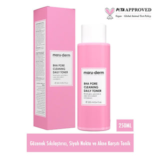 Maruderm BHA Toner: Pore Minimizing, Blackhead & Acne Treatment - Salicylic Acid, Oil Control, Fragrance-Free, Exfoliating Face Toner (8.45 fl oz) Maruderm BHA Toner: Acne, Blackhead & Pore Minimizer BHA toner, pore minimizing toner, blackhead removal toner, acne treatment toner, salicylic acid toner, oil control toner, fragrance free toner, Maruderm toner, skin balancing toner, exfoliating face toner, toner, BHA, salicylic acid, niacinamide, Chamomilla Recutita Flower Extract, Aloe Barbadensis Leaf Extract