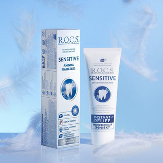 ROCS Sensitive Instant Relief Toothpaste for Sensitive Teeth - Gentle, Fluoride-Free, 2.54 fl oz ROCS Sensitive Toothpaste - Relief for Sensitive Teeth sensitive toothpaste, fluoride-free toothpaste, gentle toothpaste, tooth sensitivity relief, ROCS Sensitive toothpaste, oral care, sensitive teeth solution, toothpaste for adults, gentle oral care, remineralizing toothpaste
