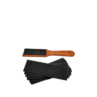 Rodeo Wooden Heel Smoother Foot Care Tool with 10 Replacement Files - Ergonomic Heel Care for Dry Cracked Heels Rodeo Wooden Heel Smoother - Ergonomic Foot Care heel smoother, foot care tool, wooden heel file, DIY foot care, heel care, foot smoothing, dry heel care, cracked heel solution, ergonomic grip, eco-friendly foot care, manual foot care, self-care routine, foot health, heel smoothing tool