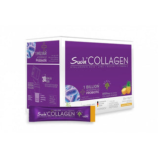 Suda Collagen + Probiotic Pineapple Flavored Collagen Supplement - 30 Sachets Suda Collagen + Probiotic - Collagen Supplement for Skin Health collagen supplement, probiotic collagen, pineapple flavored collagen, collagen peptides, hyaluronic acid supplement, biotin supplement, skin health, anti-aging, beauty supplements, wellness, dietary supplements, gut health, digestive health