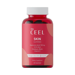 vita ceel skin gummies bottle, vita ceel skin gummies close up, vita ceel skin gummies on wooden table Vita CEEL Skin 60 Gummies - Skin Health Support | Strawberrry Flavor Vita CEEL Skin Gummies - Support Your Skin Health vita, ceel-skin-gummies, skin-health, adult-supplements, hyaluronic-acid, vitamin-c, glutathione, chewable-supplements, ai-generated, strawberry-flavor