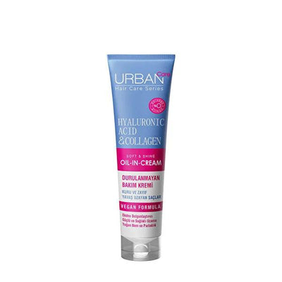Urban Care Hyaluronic Acid & Collagen Oil in Cream: Volumizing Leave-In Conditioner for Dry, Damaged Hair - Vegan, Parab