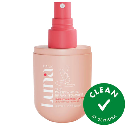 Luna Daily The Everywhere Spray-To-Wipe - Hydrating Prebiotic Cleansing Body Spray for Sensitive Skin, 250 Wipes