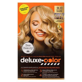 Bee Beauty Deluxe Color Kit Saç Boyası 9.0 Sarı - Nourishing Hair Dye for Long-Lasting Color Nourishing Hair Dye - Bee Beauty Deluxe Color Kit hair dye, hair color, nourishing hair dye, long-lasting hair color, natural ingredients hair care, Brazil Nut Seed Oil hair care, Vitamin C hair care, collagen hair care, hair coloring kit, salon quality hair dye