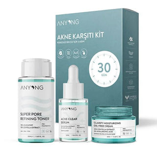 Anyong Acne Treatment Kit: AHA BHA PHA Toner, Azelaic Acid Serum & Oil-Free Moisturizer for Clear, Poreless Skin Anyong Acne Treatment Kit: Clear Skin, Poreless Look acne treatment kit, pore minimizing toner, azelaic acid serum for acne, oil free moisturizer for acne prone skin, centella asiatica skincare, aha bha pha toner, exfoliating toner for acne, skin microbiome balance, gentle acne treatment, lha acne treatment, acne kit, pore reduction, oily skin, blemish control, redness relief, soothing skincare, 