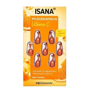 Isana Vitamin C Serum Capsules with Maracuja Oil - Hydrating, Dermatologically Tested Skincare Isana Vitamin C Serum Capsules - Hydrating Skincare Vitamin C Serum, Maracuja Oil, Skincare Capsules, Dermatologically Tested, Hydrating Serum, Natural Skincare, Sustainable Packaging, FSC Certified, Travel Skincare, Trial Skincare, Skincare for All, Antioxidant Skincare