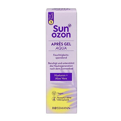 Sunozon After Sun Gel with Hyaluronic Acid & Aloe Vera - Vegan, Dermatologically Tested, 1.69 fl oz