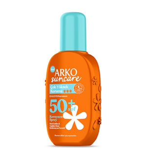 Arko Sun Care SPF 50+ Sunscreen Spray: UVA & UVB Protection, Reef Safe, Non-Greasy, Water Resistant - 200ml Arko SPF 50+ Sunscreen Spray: Reef Safe UVA/UVB Protection sunscreen spray, SPF 50+ sunscreen, UVA UVB protection, sensitive skin sunscreen, water resistant sunscreen, ocean friendly sunscreen, reef safe sunscreen, non greasy sunscreen, sun protection spray, sun cream, Arko Sun Care, sun protection, UVA protection, UVB protection, sensitive skin, reef safe, non greasy, water resistant, beach, swimming