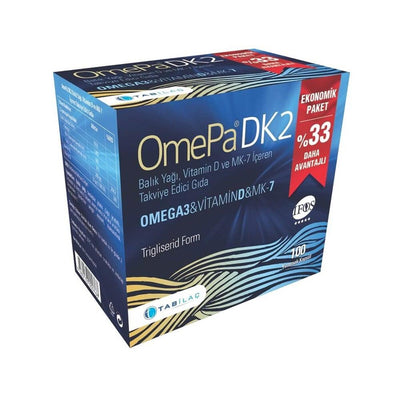 OmePa Omega-3, Vitamin D & K2 Supplement - 100 Soft Capsules for Heart & Bone Health