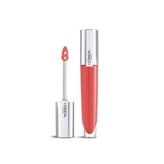 Loreal Paris Brilliant Signature Plump Lip Gloss - 410 Inflate: Hyaluronic Acid & Collagen for Fuller, Moisturized, Non-Sticky Lips Loreal Lip Gloss Plump: Hyaluronic Acid for Fuller Lips lip gloss, plumping lip gloss, hyaluronic acid lip gloss, collagen lip gloss, non-sticky lip gloss, Loreal lip gloss, Loreal 410 Inflate, liquid lip gloss, lip care, moisturizing lip gloss, fuller lips, lip enhancer, lip plumper, shiny lips, cosmetic, makeup, beauty product, women's beauty, lightweight lip gloss, comfortab