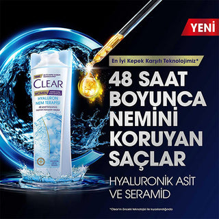 Clear Women Hyaluron Moisture Therapy Anti-Dandruff Shampoo - 48H Hydration, Dry Scalp Treatment, Volumizing Clear Women Hyaluron Shampoo: Hydrate Scalp, Anti-Dandruff anti-dandruff shampoo, moisturizing shampoo, hyaluronic acid shampoo, dry scalp treatment, volumizing shampoo, hair hydration, dandruff control, itchy scalp relief, shampoo for dry hair, clear women shampoo, shampoo, hair care, dry hair, dandruff, itchy scalp, hair volume, hydration, hyaluronic acid, ceramide, moisture-lock technology, 48-hou
