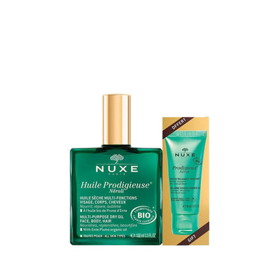 Nuxe Huile Prodigieuse Neroli Multi-Purpose Dry Oil and Shower Gel Set - Luxurious Skincare for Nourished Skin