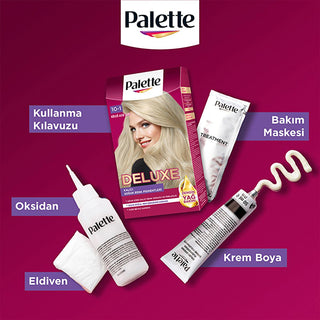 Palette Deluxe Hair Dye - Long-Lasting Nourishing Küllü Açık Sarı Color by Palette Palette Deluxe Hair Dye - Long Lasting & Nourishing hair dye, long-lasting hair color, nourishing hair dye, Palette Deluxe Saç Boyası, Küllü Açık Sarı hair color, hair care, hair coloring, cosmetic, beauty product, Palette hair dye, nourishing hair color, vibrant hair color, healthy hair