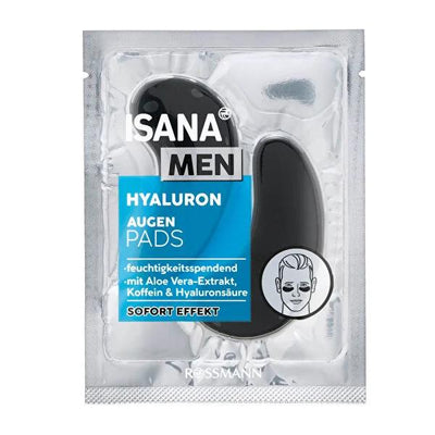 Isana Men: Hydrogel Eye Patches - Reduce Dark Circles, Puffiness & Intense Hydration | Hyaluronic Acid, Aloe Vera, Caffe