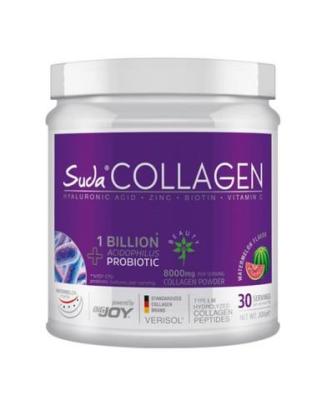 Suda Collagen Supplement with Probiotics - Watermelon Flavored, 8000mg Hydrolyzed Collagen Peptides, Halal Certified