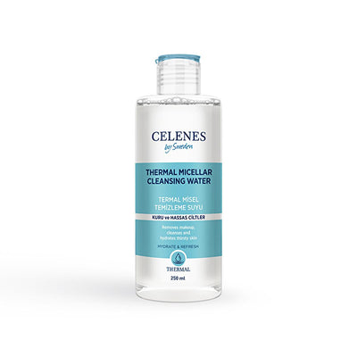 Celenes Thermal Micellar Cleansing Water - Gentle Makeup Remover for Dry, Sensitive Skin - Natural, No-Rinse, Hydrating 