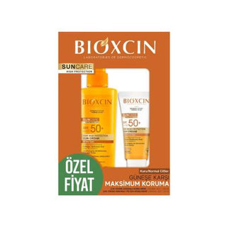 Bioxcin SPF50+ Sunscreen Set - UVA/UVB Protection, Moisturizing, Water-Resistant Spray & Cream - Anti-Aging Sun Care Bioxcin SPF50+ Sunscreen Set - UVA/UVB Protection & Moisturizing SPF50+ sunscreen, UVA/UVB protection, moisturizing sunscreen, water-resistant sunscreen, anti-aging sun care, sun protection, skin care, sunscreen set, Bioxcin, outdoor activities, sensitive skin, family sun care, sun spray, sun cream