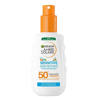 Garnier Ambre Solaire: Children's Sensitive Advanced SPF 50+ Sunscreen - Gentle, Non-Greasy Sun Protection Spray, Vitamin E Enriched, 5.07 fl oz Garnier Kids Sunscreen SPF 50 - Sensitive Skin Protection children's sunscreen SPF 50, sensitive skin sunscreen, Garnier Ambre Solaire, kids sun protection, broad spectrum sunscreen for children, non-greasy sunscreen for kids, sunscreen spray for children, child sunblock, sunscreen, sun protection, SPF 50+, vitamin e, non-greasy, easy absorption, spray sunscreen, k
