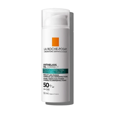 La Roche Posay Anthelios Oil Correct Cream SPF50+ Sunscreen for Oily Skin - Non-comedogenic, Broad-Spectrum UVA/UVB Prot