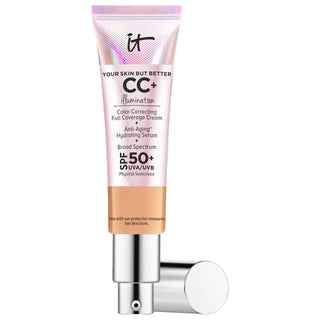 CC Cream Illumination with SPF 50+ - Full Coverage Foundation for Flawless Skin CC Cream Illumination - Full Coverage & Anti-Aging CC Cream, Foundation with SPF, Anti-aging makeup, Full-coverage foundation, Mineral sunscreen, Flawless skin, Radiant finish, Anti-aging skincare, Skincare makeup, Daily wear makeup, Special occasion makeup, Normal skin, Dry skin, Combination skin, Oily skin, Collagen, Peptides, Niacin, Sun protection, UV protection, Premature aging prevention