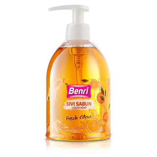 Benri Fresh Citrus Liquid Hand Soap - 475ml - Refreshing Lemon Scent, Gentle & Antibacterial Hand Wash Benri Citrus Hand Soap: Fresh Lemon Scent & Gentle Clean liquid hand soap, citrus hand soap, lemon hand soap, hand sanitizer, fresh scent hand soap, hand wash, antibacterial hand soap, hand soap, citrus scent, lemon scent, hand hygiene, gentle cleansing, refreshing, invigorating, hand cleanser, household, family, kitchen, bathroom, hygiene, antibacterial, antiviral, germs, bacteria, clean hands, healthy ha