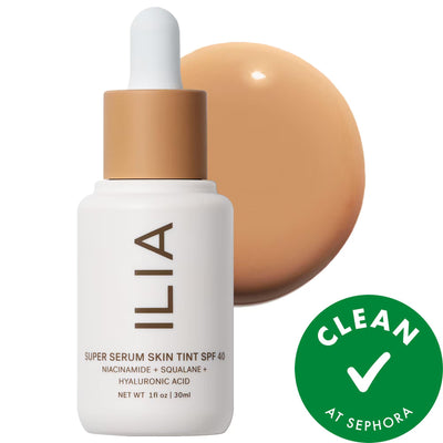 ILIA Super Serum Skin Tint SPF 40: Dewy Coverage Skincare Foundation | Hyaluronic Acid, Niacinamide, Vegan & Cruelty-Fre