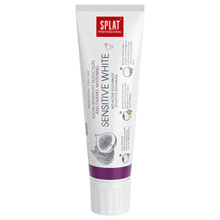 Splat Professional Sensitive White Toothpaste for Sensitive Teeth - Natural Whitening, Strengthens Enamel, SLES Free - 3.38 fl oz Splat Sensitive White Toothpaste - Natural & Gentle Oral Care sensitive toothpaste, natural toothpaste, whitening toothpaste, SLES free toothpaste, paraben free oral care, tooth enamel strengthening, oral care, sensitive teeth, natural ingredients, gentle toothpaste, eco-friendly toothpaste, healthy smile, whitening, stain removal, plaque prevention, Zinc Gluconate, Lysozyme, Pep