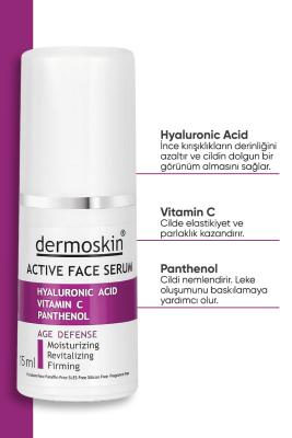 Dermoskin Anti-Aging Active Serum 15ml - Hydrating, Anti-Wrinkle, Brightening Serum with Hyaluronic Acid, Vitamin C, and Peptides Dermoskin Active Serum 15ml - Anti-Aging Hydration anti-aging serum, dermoskin active serum, hyaluronic acid serum, vitamin C serum, peptide serum for face, skincare, anti-wrinkle, brightening serum, youthful skin, hydration, fine lines, dryness