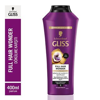 Gliss Full Hair Wonder Shampoo: Stop Hair Loss & Breakage! Caffeine & Peptide Formula for Thicker, Stronger Hair - 13.53 fl oz Gliss Shampoo: Stop Hair Loss! Thicker Hair with Caffeine & Peptides Shampoo for hair loss, Thin hair shampoo, Hair breakage shampoo, Caffeine shampoo, Peptide shampoo, Strengthening shampoo, Shampoo for weak hair, Fuller hair shampoo, Gliss Shampoo, Hair care products, Shampoo, Hair care, Hair loss, Hair breakage, Thin hair, Weak hair, Caffeine, Peptides, Strengthening, Volumizing,
