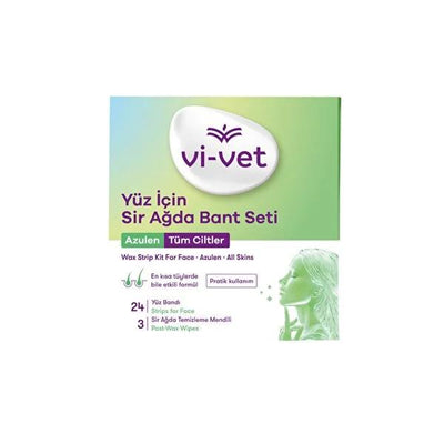 Vivet Azulene Facial Wax Strips - 24 Strips + 3 Wipes - Natural, Sugar-Free, Sensitive Skin Formula - Effective Hair Rem