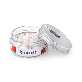 t-brush strawberry flavored toothpaste tablets, fluoride-free toothpaste tablets for kids, eco-friendly packaging for toothpaste tablets T-Brush Strawberry Flavored Toothpaste Tablets - Fluoride-Free for Kids & Sensitive Gums | 90 Tablets T-Brush Strawberry Fluoride-Free Toothpaste Tablets t-brush, toothpaste-tablets, kids-oral-care, fluoride-free, sensitive-gums, natural-toothpaste, vegan-friendly, travel-friendly, eco-friendly-packaging, ai-generated