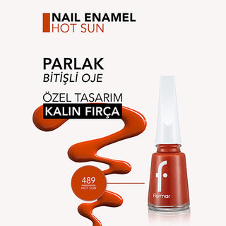 Flormar Hot Sun Nail Enamel: Intense Color, Long Lasting, Chip Resistant Nail Polish for Vibrant, Healthy Nails Flormar Nail Polish: Chip Resistant, Long Lasting, Intense Color nail polish, nail enamel, high pigment nail polish, long lasting nail polish, chip resistant nail polish, Flormar nail polish, glossy nail polish, nail color, nail care, vibrant color, nail care, fashionable nails, strengthen nails, long-lasting wear, manicure, pedicure, nail art, gifts for her, beauty, cosmetics, nail health, Hot Su