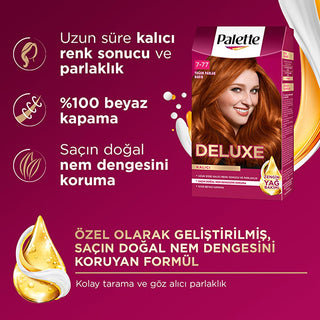 Palette Deluxe Intense Copper Hair Dye 7-77 - Long-Lasting, Nourishing Hair Color Palette Deluxe Intense Copper Hair Dye - Long-Lasting Color hair dye, intense copper hair color, long-lasting hair color, nourishing hair dye, Palette Deluxe hair color, copper hair dye, vibrant hair color, hair care, hair coloring, cosmetic, beauty product, hair treatment