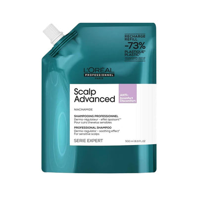 Loreal Professionnel Scalp Advanced Sensitive Scalp Shampoo Refill - 500ml Gentle & Soothing Relief from Irritation & It